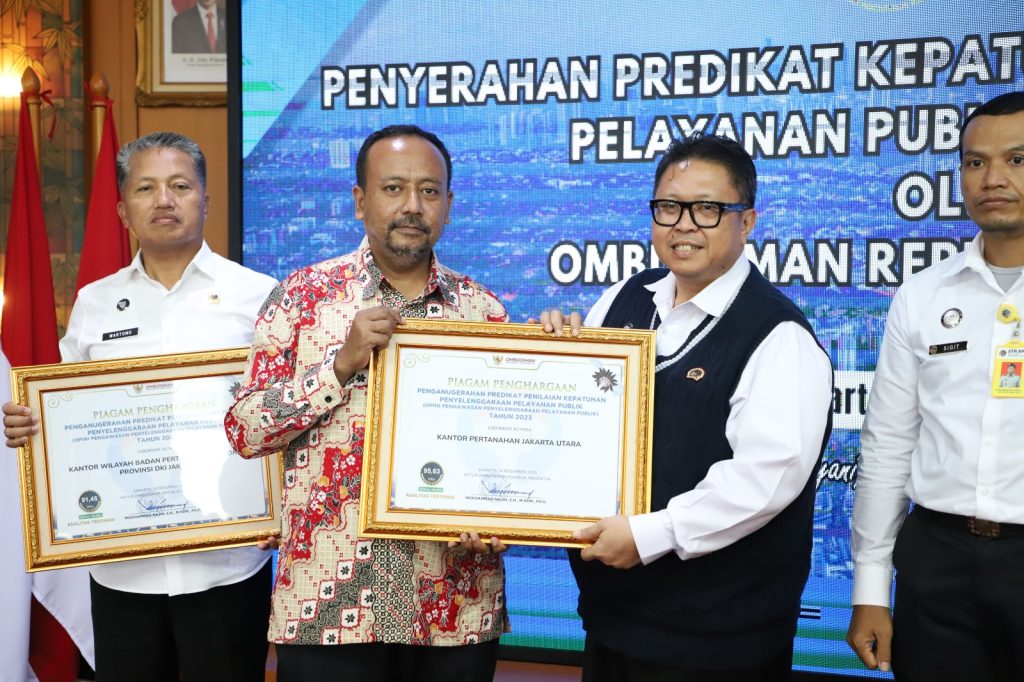 BPN Jakarta Utara Raih Predikat Penilaian Kepatuhan Pelayanan Publik Kualitas Tertinggi dari Ombudsman RI