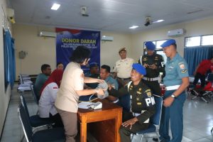 Sambut HUT Ke-78 Polisi Militer Angkatan Laut, Denpom Lanal Bengkulu Gelar Donor Darah