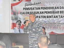 Danlanal Bintan Bekali Wawasan Kebangsaan Bagi Calon Paskibraka Kabupaten Bintan Tahun 2024