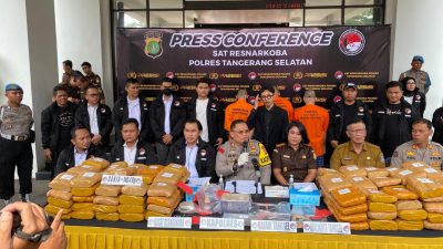 Polres Tangerang Selatan Ungkap Peredaran Narkotika Jenis Ganja Sebanyak 140,4 Kg