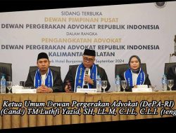 Advokat DePA-Ri Kalsel Dilantik, Luthfi Yazid: Integritas dan Optimisme Sangat Penting di Era Disrupsi Hukum