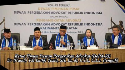 Advokat DePA-Ri Kalsel Dilantik, Luthfi Yazid: Integritas dan Optimisme Sangat Penting di Era Disrupsi Hukum