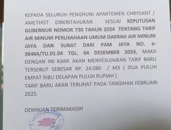 Para Penghuni Apartemen Amethyst Tower Kemayoran Merasa Kaget Dengan Adanya Kenaikan Tarif Air Minum Jaya Tanpa Adanya Pemberitahuan Terlebih Dahulu