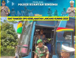 Polres Kuansing Laksanakan Ramp Check Kelayakan Bus dan Angkutan Penumpang Dalam Operasi Keselamatan Lancang Kuning 2025
