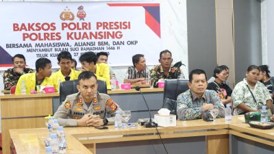 Polres Kuansing Ikuti Vidcon Baksos Polri Presisi Bersama Mahasiswa, Aliansi BEM, dan OKP Menyambut Bulan Suci Ramadhan 1446 H