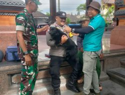 Dukung Pencegahan Rabies, Bhabinkamtibmas dan Babinsa Singakerta Dampingi Tim Vaksinasi Hewan
