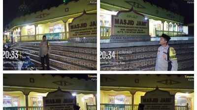 Polsek Kuantan Hilir Laksanakan Pengamanan Sholat Tarawih di Masjid Jami’ Koto Tuo