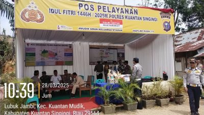 Polres Kuansing Kunjungan Bersama Forkopimda Kab Kuansing ke Pos PAM Ketupat Lancang Kuning 2025 di Desa Kasang Kecamatan Kuantan Mudik