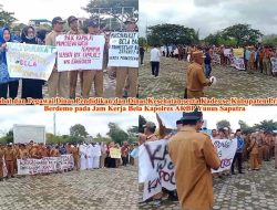 Kapolres Terancam Dipecat, Pegawai Dinas Kesehatan dan Dinas Pendidikan serta Kades se-Kabupaten Pringsewu Lakukan Demo