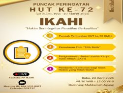 Perayaan Puncak Peringatan HUT IKAHI Ke-72: Hakim Berintegritas, Peradilan Berkualitas