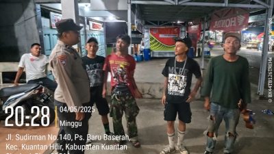 Polsek Kuantan Hilir Patroli KRYD Antisipasi C3, Narkoba, dan Tindak Pidana Lainnya