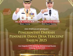 Pemerintah Kabupaten Malang Raih Penghargaan Kategori Pemerintah Daerah Penyalur Dana Desa Tercepat Tahun 2025 dari Kementerian Keuangan Republik Indonesia