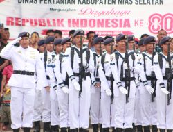 Komandan dan Prajurit Lanal Nias Ikuti Upacara Pengibaran Bendera Merah Putih Peringatan HUT Ke-80 Kemerdekaan Republik Indonesia di Jajaran Pulau Nias Tahun 2025