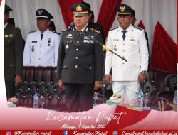 HUT Ke 80 – RI, Kapolsek Rupat Jadi Inspektur Upacara Penurunan Bendera di Kabupaten Bengkalis