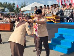 Danlanal Dabo Singkep Pimpin Upacara Hari Pramuka Ke-64 di Lapangan Implasemen Dabo