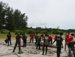 Peringati Hari Maritim Sedunia Tahun 2025, Lanal Simeulue Bersama Stakeholders Maritin Laksanakan Bersih Pantai di Kawasan Konservasi Penyu