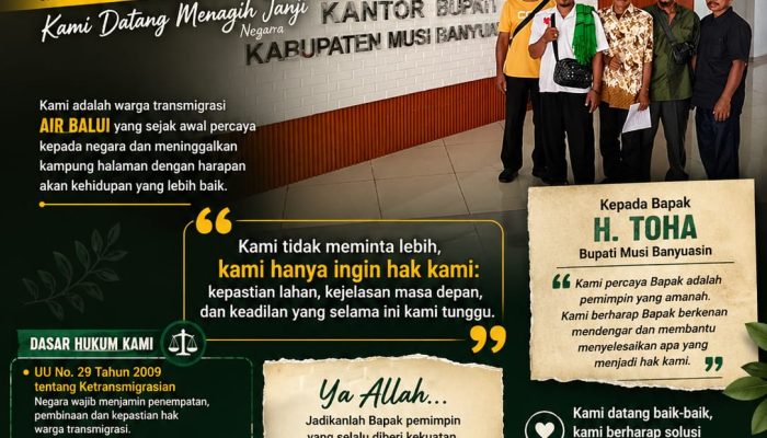 14 Tahun Menunggu Kepastian, Harapan Warga Transmigrasi di Depan Pintu Kantor Bupati Musi Banyuasin