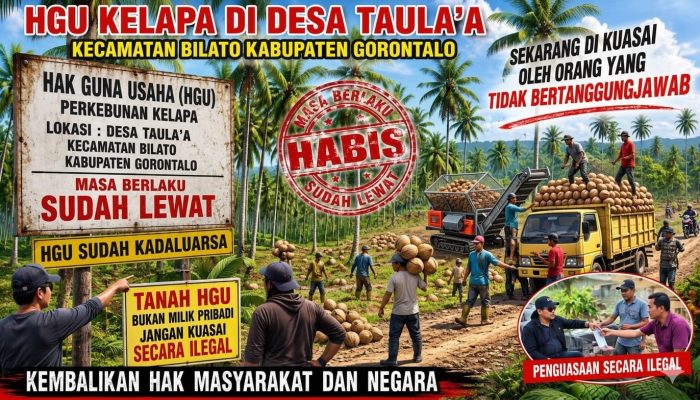 Dugaan Penyerobotan Lahan Eks HGU di Desa Taula’a Gorontalo: Mantan Mandor dan Oknum Kades Diduga Alihkan Aset Secara Ilegal.