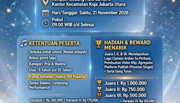Perubahan Jadwal dan Lokasi Festival Penyanyi Recording Tingkat Pemula 2026 Jakarta Utara.